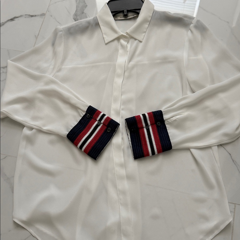 Zara Basic white button-down shirt , made in Spain - image 7